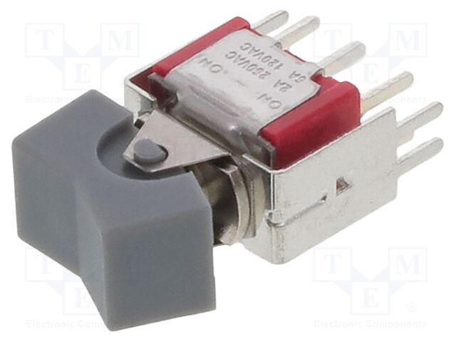 ROCKER; DPDT; Pos: 2; ON-ON; 2A/250VAC; 5A/28VDC; grey; -30÷85°C