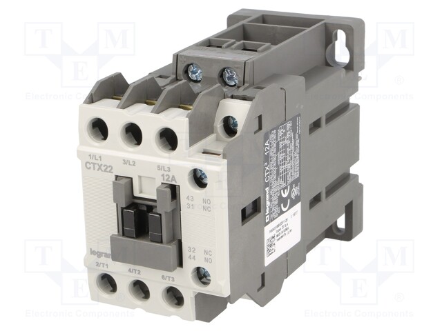 Contactor: 3-pole; NO x3; Auxiliary contacts: NO + NC; 24VDC; 12A