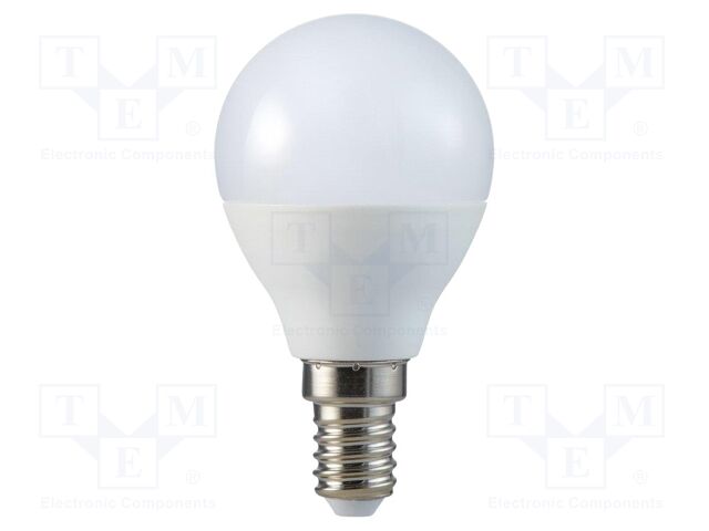LED lamp; white warm; E14; 220÷240VAC; 470lm; P: 4.5W; 180°; 2700K