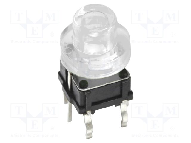 Microswitch TACT; SPST-NO; Pos: 2; 0.05A/12VDC; THT; LED; white