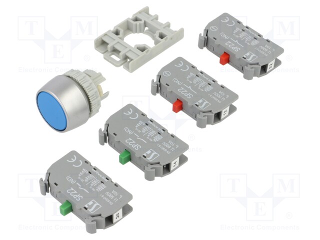 Switch: push-button; 22mm; Stabl.pos: 1; NC x2 + NO x2; blue; none