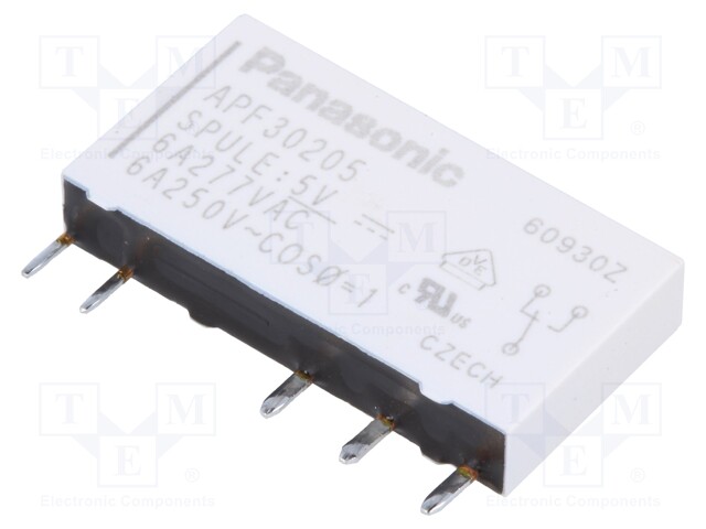 Relay: electromagnetic; SPDT; Ucoil: 5VDC; 6A/250VAC; max.250VAC