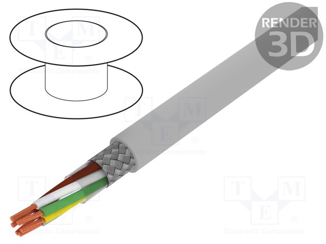Wire; Li2YCY-TP; 3x2x0,34mm2; tinned copper braid; PVC; grey; 50V