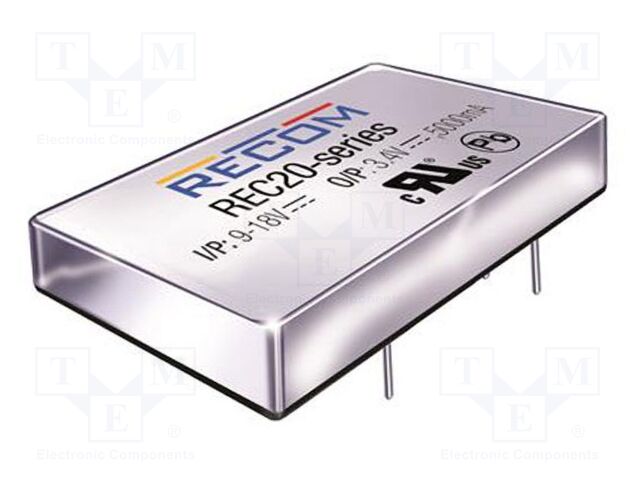 Converter: DC/DC; 20W; Uin: 18÷36V; Uout: 15VDC; Iout: 1.34A; 2"x1"