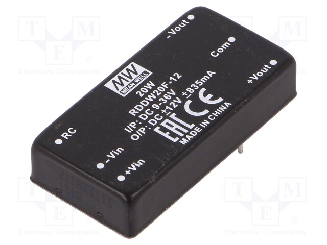 Converter: DC/DC; 20W; Uin: 9÷36V; Uout: 12VDC; Uout2: -12VDC; 35g