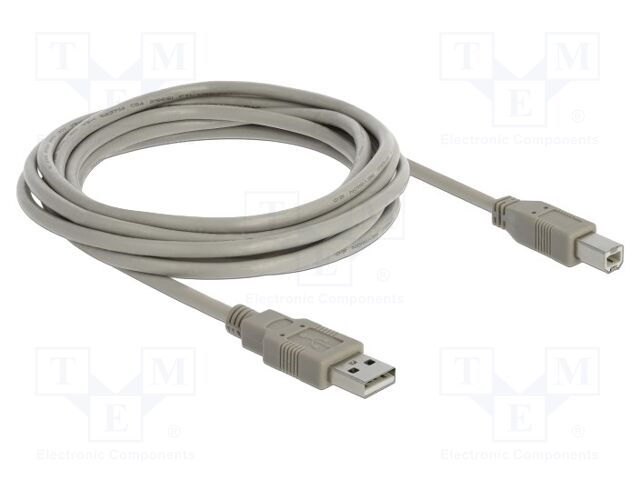Cable; USB 2.0; USB A plug,USB B plug; 3m; grey; 24AWG,28AWG