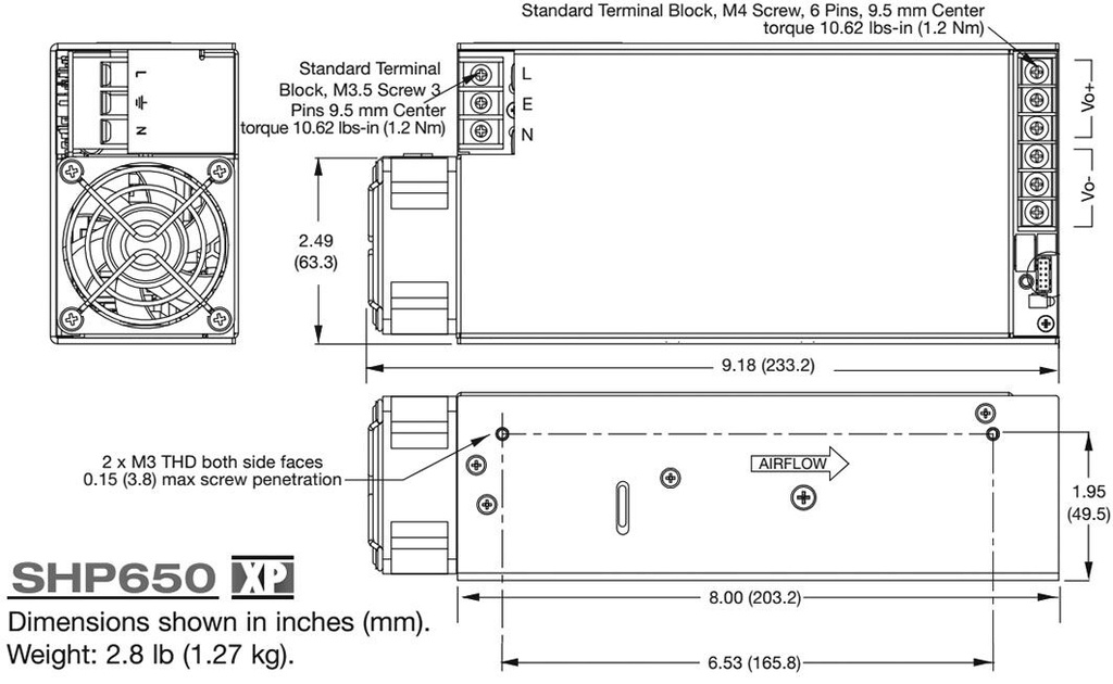 AC/DC Enclosed Power Supply (PSU), ITE, 1 Outputs, 655 W, 24 V, 27 A, 12 V
