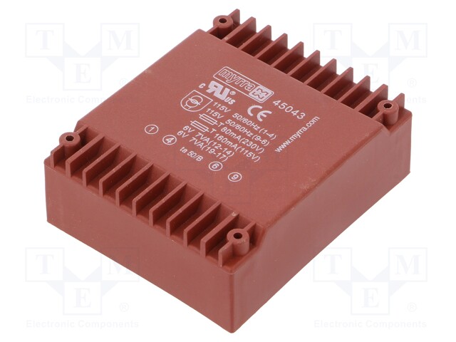 Transformer: encapsulated; 14VA; 115/230VAC; 6V; 6V; 1167mA; 1167mA
