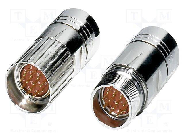 Connector: M23; plug; PIN: 12; crimped; shielded; IP67; RF; 8A; 48V