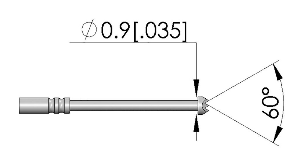 Test needle; Operational spring compression: 4.3mm; 3A; Ø: 0.9mm