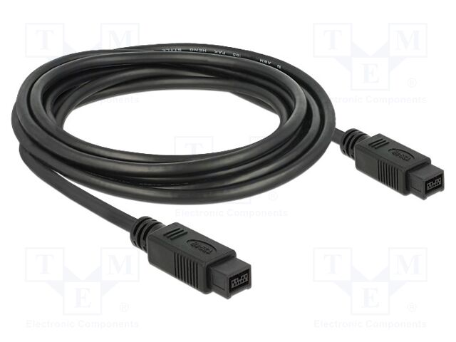 Cable; FireWire 9pin plug,both sides; 3m; black; Øcable: 6mm