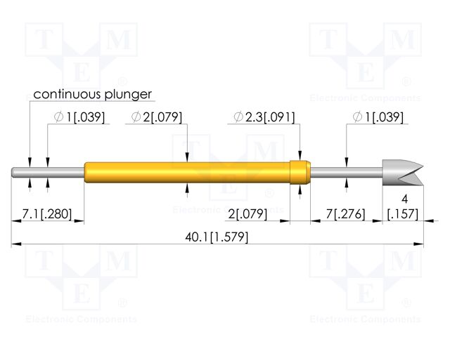 Test needle; Spring compression: 5.6mm; 7mm; 5A; steel; Ø: 2.5mm