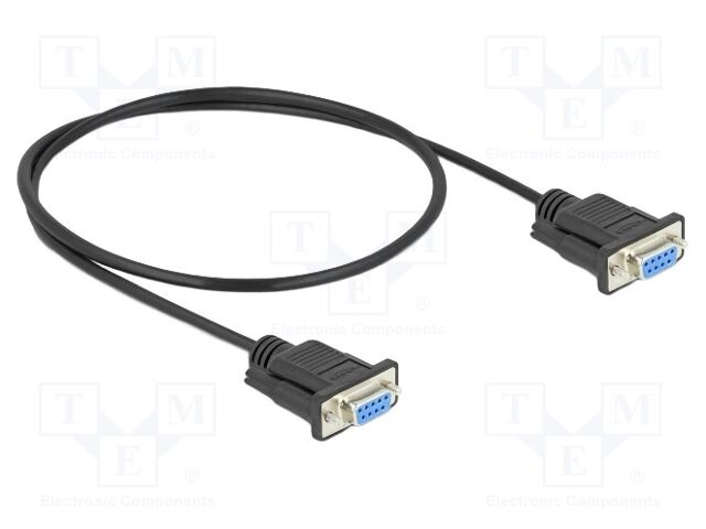 Cable; D-Sub 9pin socket,both sides; PVC; Len: 500mm; black