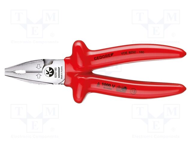 Pliers; insulated,universal; 180mm; steel