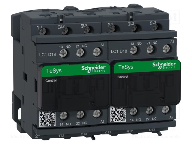 Relay Contactor, TeSys D Series, 3PST-NO, 3P, 18 A at 440 VAC, 10 kW at 690 VAC