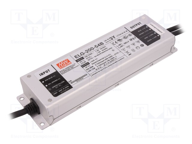 Power supply: switched-mode; LED; 200.88W; 54VDC; 3.72A; IP67; 93%