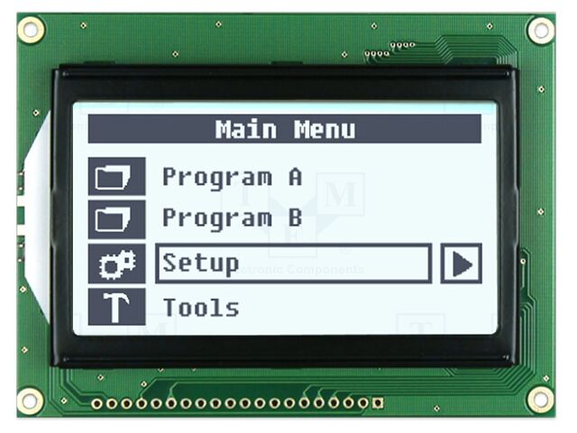 Display: LCD; 128x64; FSTN Positive; grey; 93x70mm; LED; 1x20; 5V