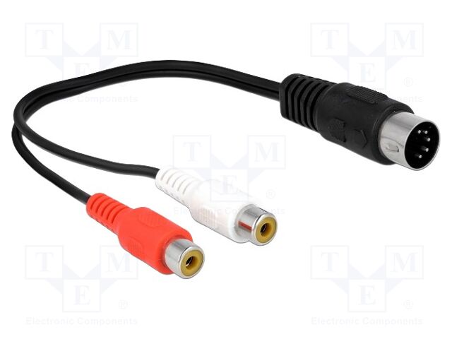 Cable; DIN 5pin plug,RCA socket x2; 0.2m; black
