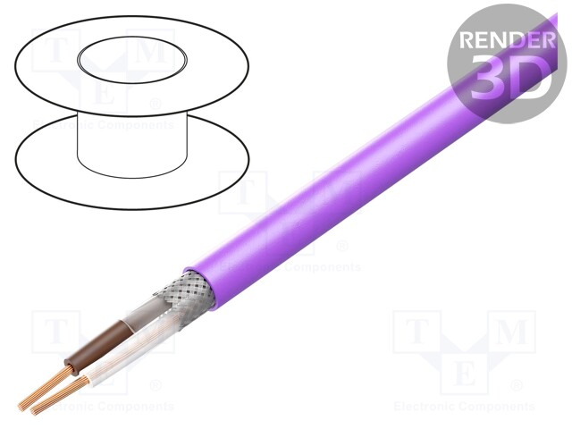 Wire; CAN bus; 1x2x0,75mm2; stranded; Cu; tinned copper braid; PVC