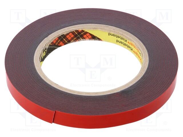 Tape: fixing; W: 12mm; L: 5.5m; Thk: 1.1mm; acrylic; dark grey