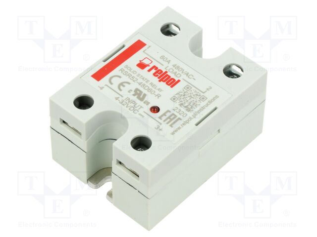 Relay: solid state; Ucntrl: 4÷32VDC; 60A; 48÷530VAC; -30÷80°C; IP20