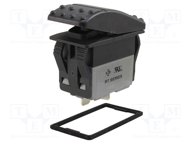 ROCKER; SPST; Pos: 2; ON-OFF; 16A/30VDC; black; Rcont max: 20mΩ; R7