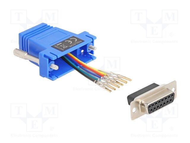 Adapter; D-Sub 15pin socket,RJ12 socket; blue