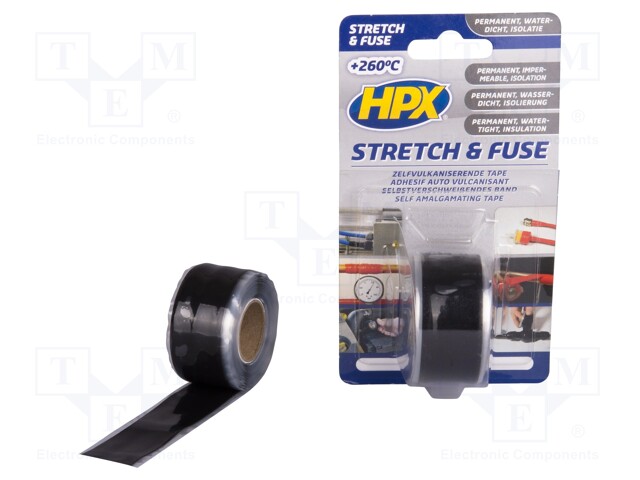 Tape: sealing; W: 25mm; L: 3m; D: 0.5mm; black; silicone; max.200°C