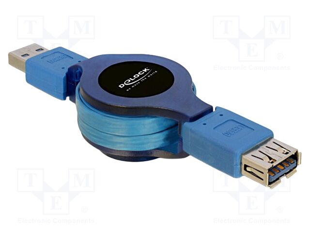 Cable; USB 3.0,rolled; USB A socket,USB A plug; 1m; blue