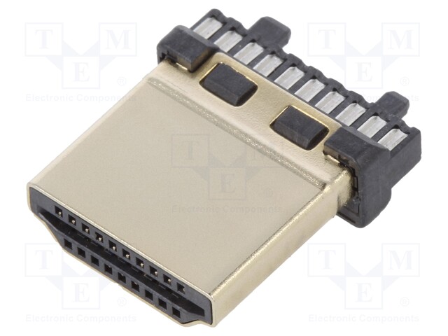 Connector: HDMI; plug; PIN: 19; gold flash; for cable