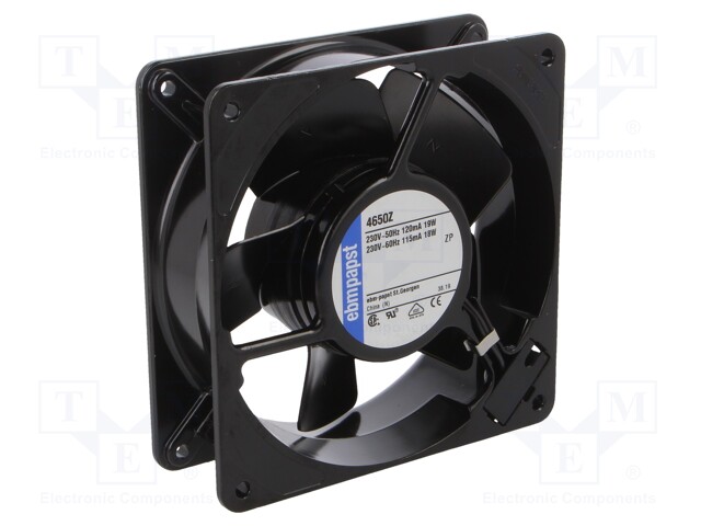Fan: AC; axial; 230VAC; 119x119x38mm; 157.8m3/h; 40dBA; 2650rpm