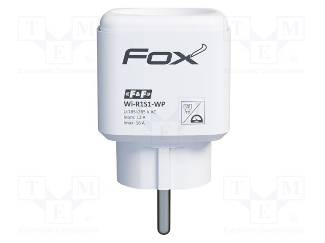 Power socket; WIFI; plug-in; 165÷265VAC; IP20; 16A; FOX; 2.4GHz