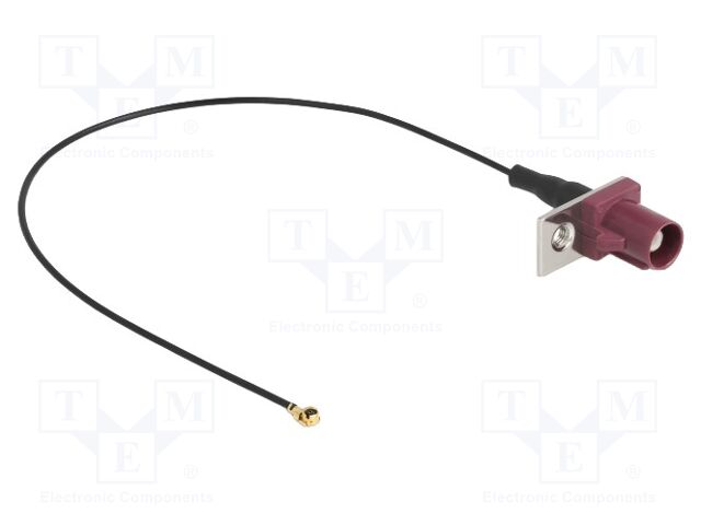 Cable; 200mm; Fakra D male,IPEX MHF 1; black; with threaded hole
