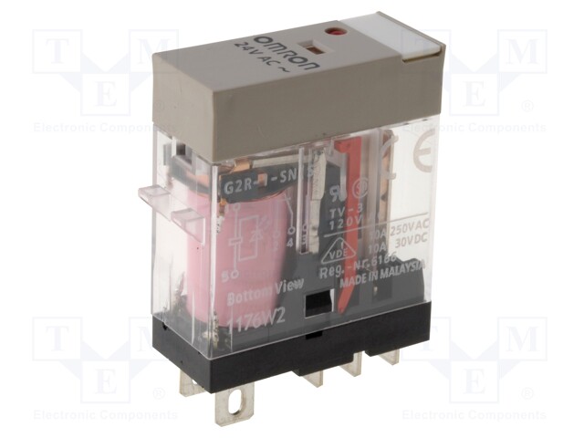 Relay: electromagnetic; SPDT; Ucoil: 24VAC; 10A/250VAC; 10A/30VDC