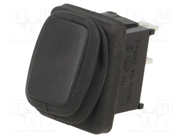 ROCKER; SPST; Pos: 2; OFF-ON; 10A/24VDC; black; IP65; none; UL94V-2