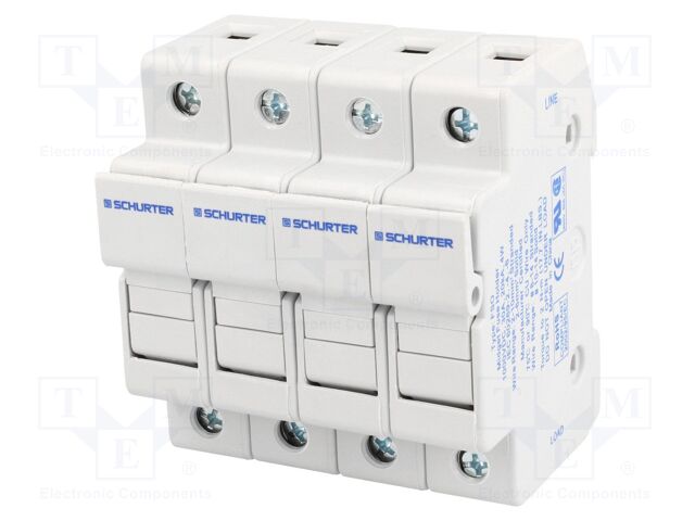 Fuse holder; cylindrical fuses; 10,3x38mm; Mounting: DIN; 30A