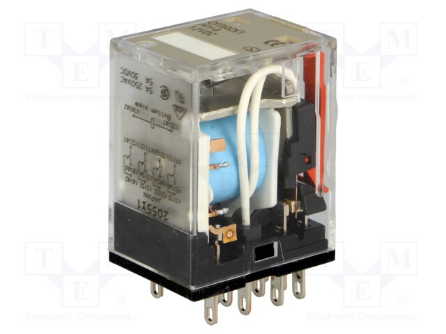 Relay: electromagnetic; 4PDT; Ucoil: 12VDC; 5A/220VAC; 5A/24VDC