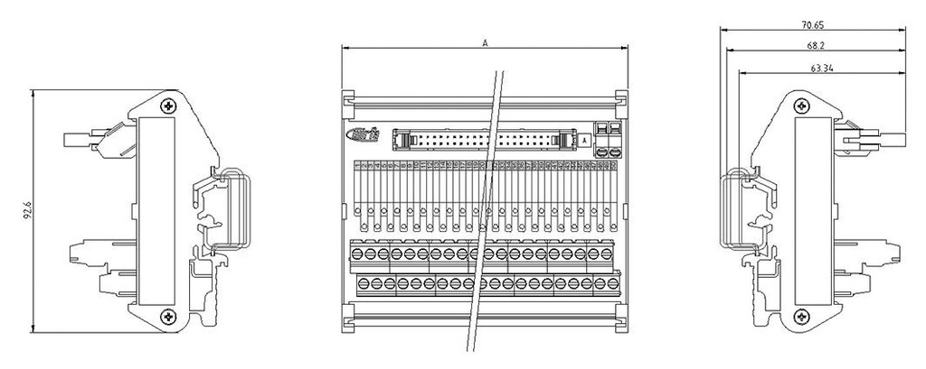 Transition module; Temp: -20÷60°C; W: 60mm; D: 70.6mm; H: 92.6mm