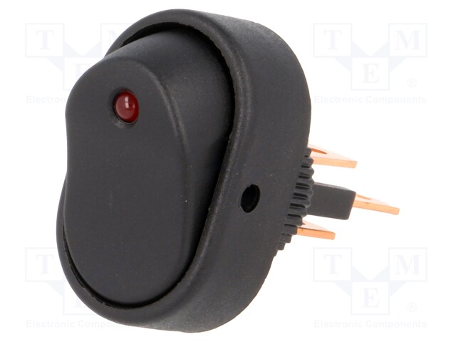 ROCKER; SPST; Pos: 2; OFF-ON; 30A/12VDC; black; LED 24VDC; -20÷85°C