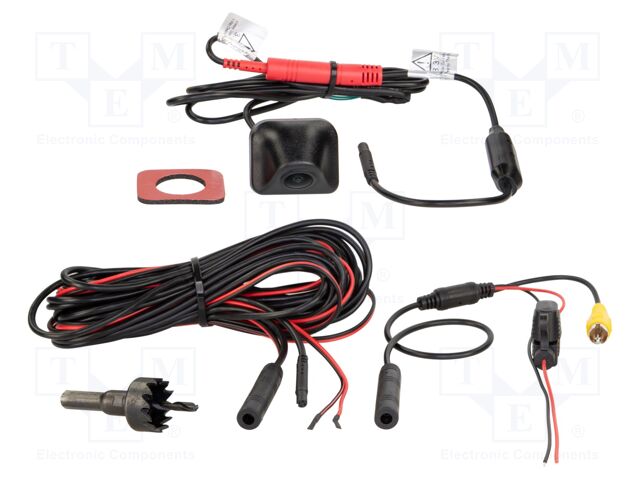 Rear view camera; 120°; black; 12VDC,24VDC; Kit: camera; screw