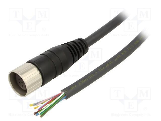Connector: M23; plug; PIN: 12; female; cables; straight; 8A; IP67