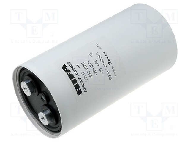 Capacitor: electrolytic; 2200uF; 500VDC; Ø75x145mm; ±20%; 2000h