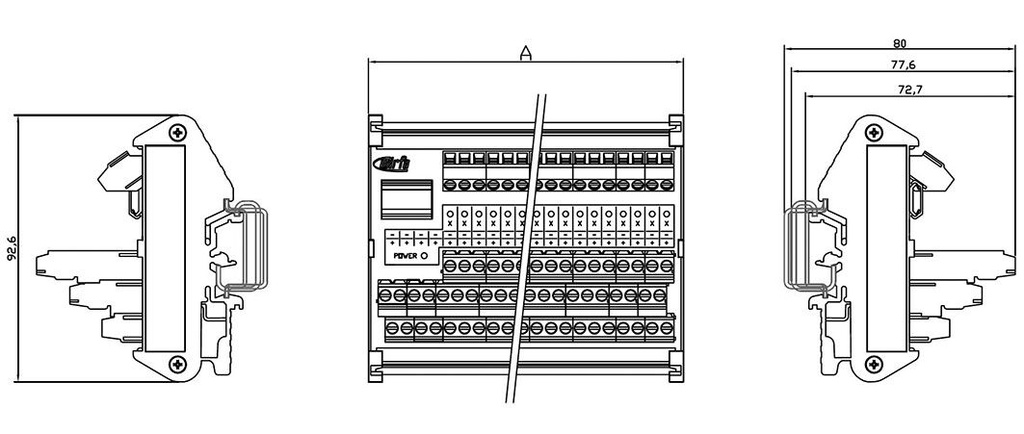 Transition module; Temp: -20÷60°C; W: 190mm; D: 80mm; H: 92.6mm; 1A