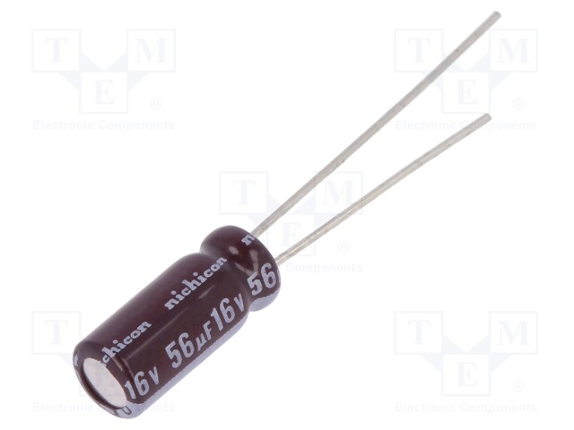 Capacitor: electrolytic; low impedance; THT; 56uF; 16VDC; Ø5x11mm