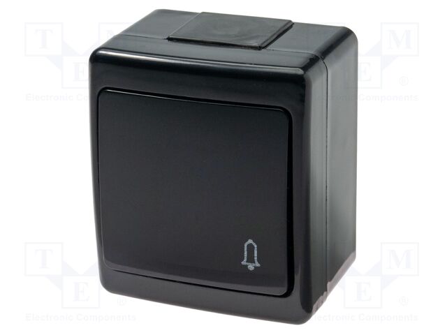 Touch switch; 250VAC; IP44; wall mount; black; No.of butt: 1