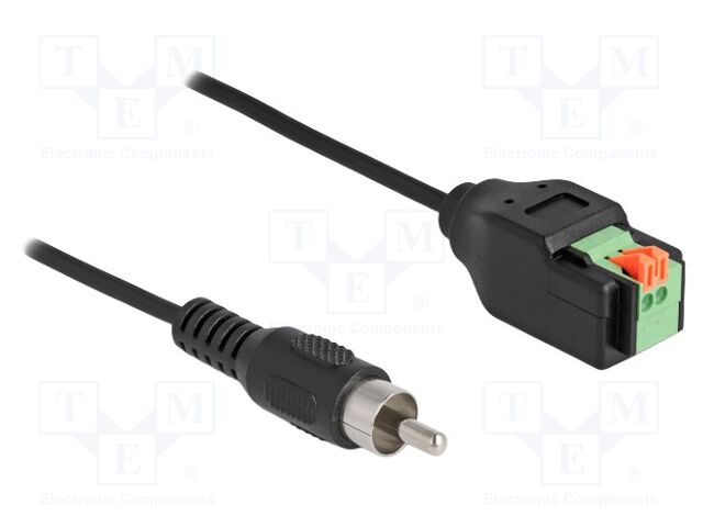 Cable; RCA plug,2-pin terminal connector; black; 0.15m; black