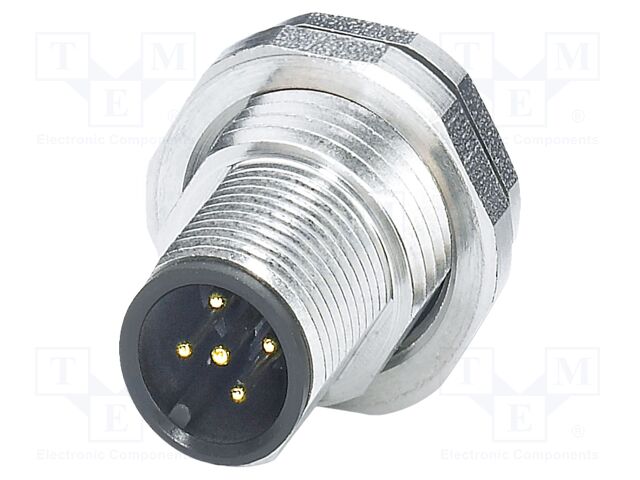 Connector: M12; socket; PIN: 5; male; 60V; straight; THT; A code; 4A