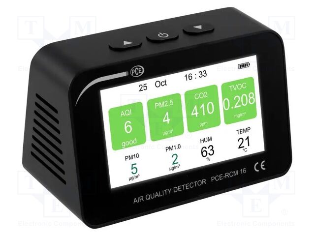 Meter: air quality; Range: 0÷9,999mg/m3,0÷999um/m3; 0÷5000ppm