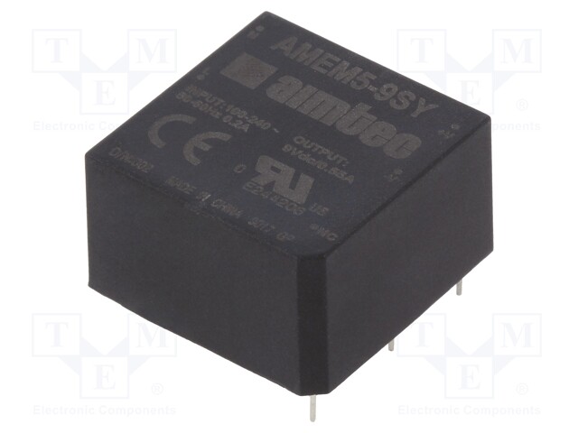 Converter: AC/DC; 5W; Uout: 9VDC; Iout: 0.55A; 78%; Mounting: PCB