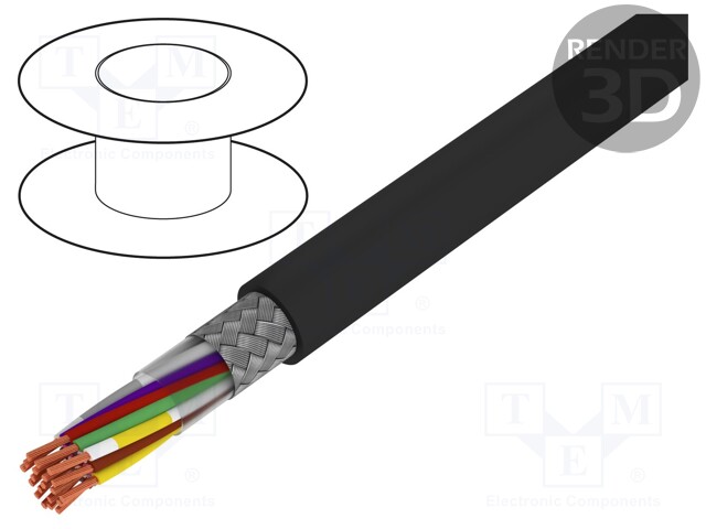 Wire; Li-2YCYv; 10x2x0,5mm2; tinned copper braid; PVC; black; 50V